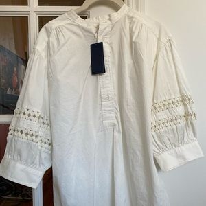 White Button Down Puff Sleeve Blouse